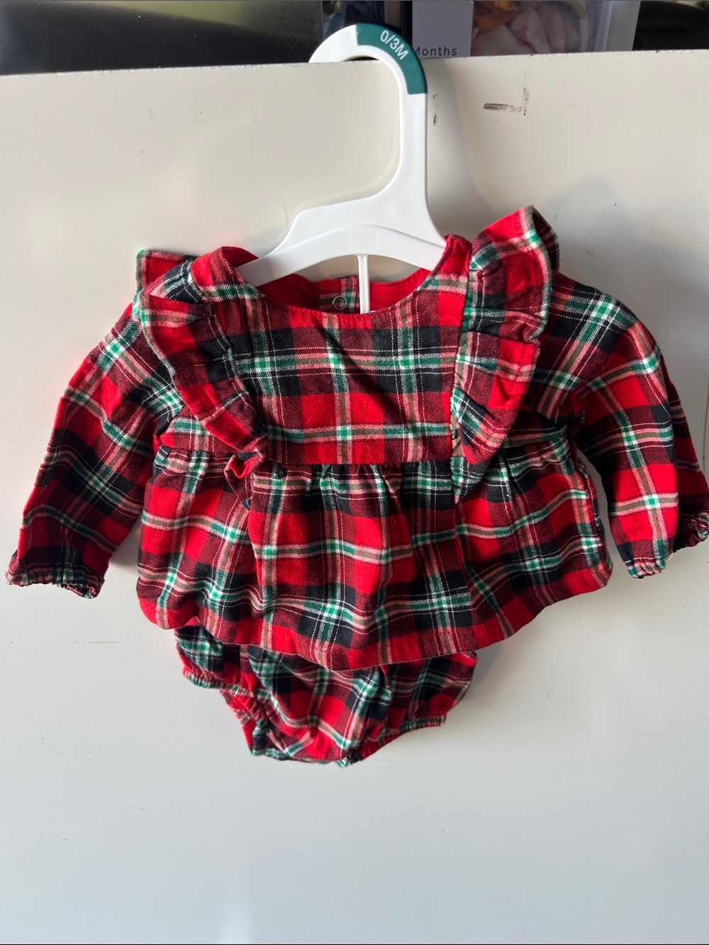 Cat & Jack Red Green Plaid Baby Matching Set